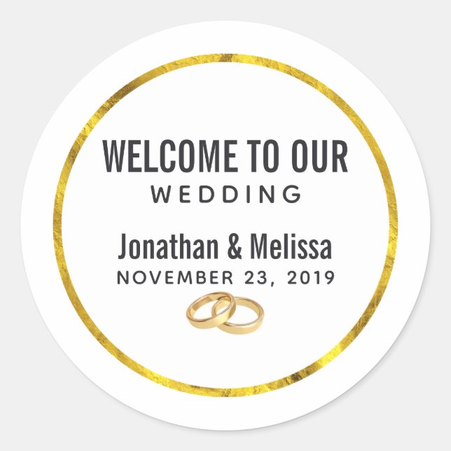 welcome to our wedding template classic round sticker (Front)