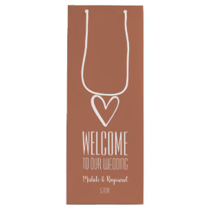 Welcome to Our Wedding Terracotta Wine Gift Bag