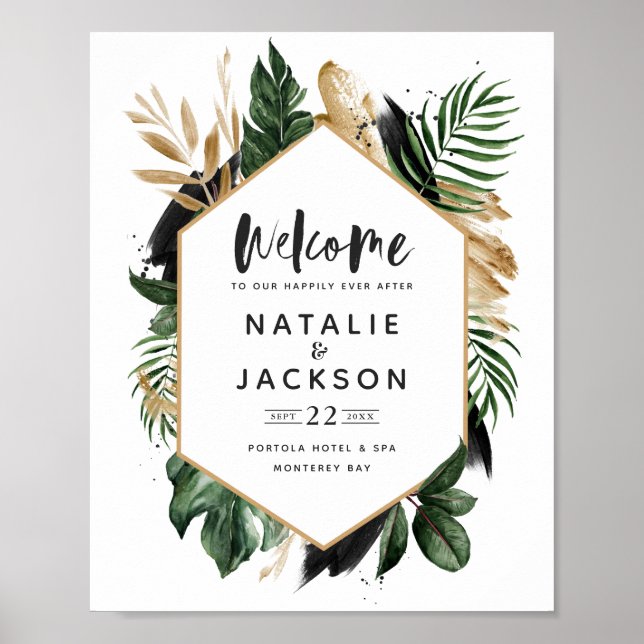 Welcome to our wedding tropical poster (Front)