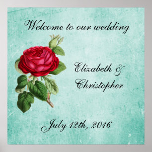 Welcome to our Wedding Vintage Red Rose Poster