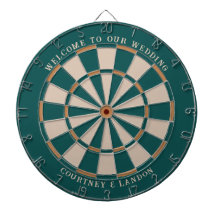 Welcome to Our Wedding Welcome Sign | Teal &amp; Gold Dartboard