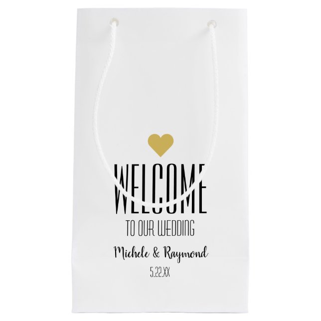 Welcome to Our Wedding White Small Gift Bag (Front)