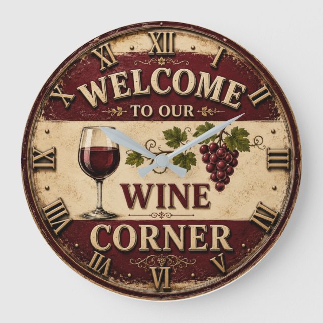 Welcome to Our Wine Corner Large Clock (Front)