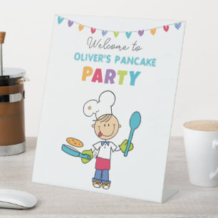 Welcome to Pancake Party – Personalized Kids Pedestal Sign