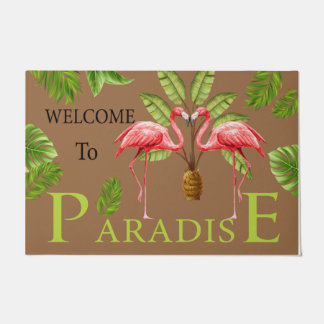 Welcome To Paradise Flamingo Doormat, Cute  Doormat