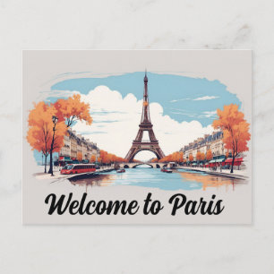 Welcome to Paris Eiffel Tower  Postcard