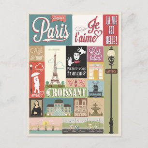 Welcome to Paris Vintage Postcard