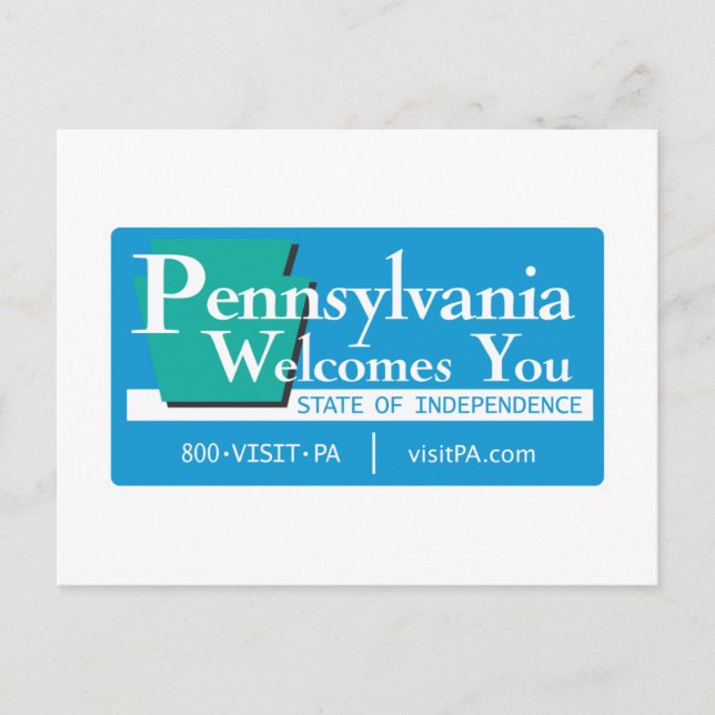 Welcome to Pennsylvania - USA Road Sign Postcard (Front)