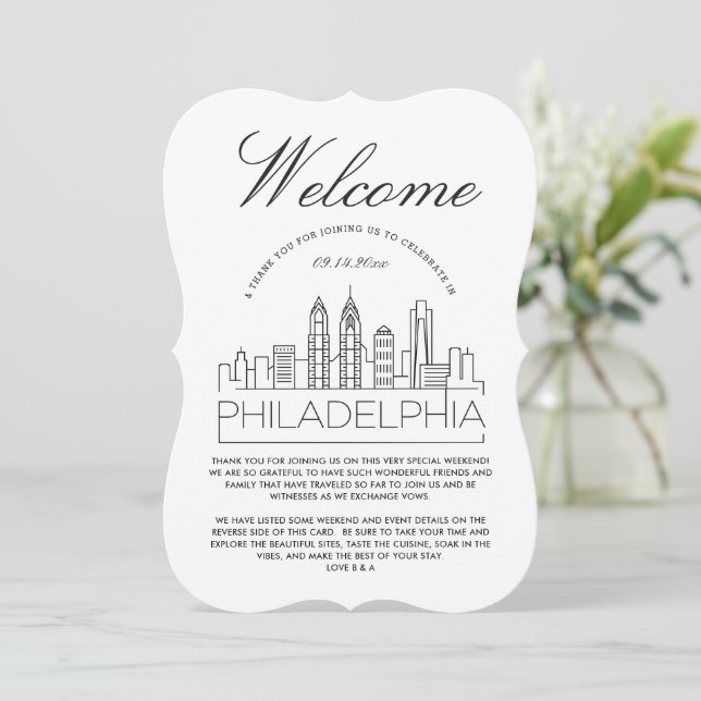 Welcome to Philadelphia | Guests Details Invitation (Standing Front)