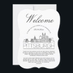 Welcome to Pittsburgh | Guests Details Invitation<br><div class="desc">A unique guest details card tailored to your wedding guest travelling to see you in the beautiful city of Pittsburgh, Pennsylvania. It features a modern deco-style illustration of the city's skyline on the front followed by spaces for your unique wedding day information underneath it. Extra space is also included on...</div>