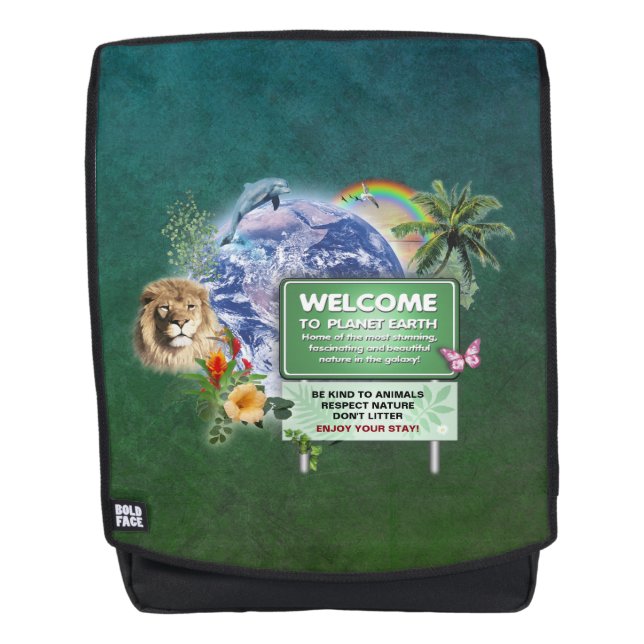 Welcome to Planet Earth Backpack (Front)