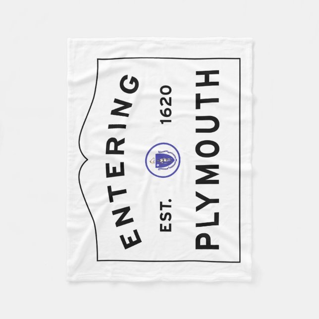 Welcome to Plymouth MA town sign Fleece Blanket (Front)