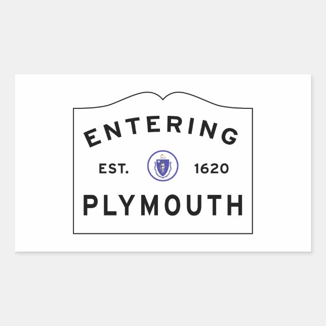 Welcome to Plymouth MA town sign Rectangular Sticker (Front)