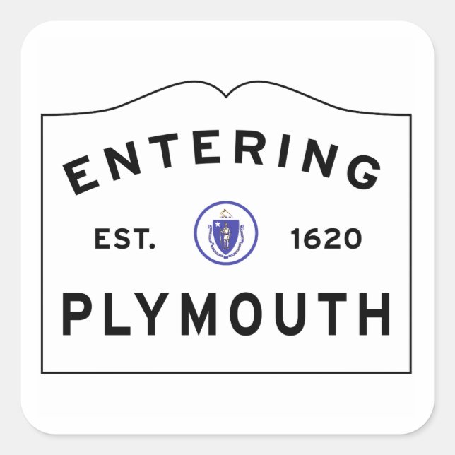 Welcome to Plymouth MA town sign Square Sticker (Front)