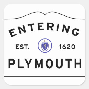 Welcome to Plymouth MA town Square Sticker