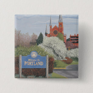 Welcome to Portland Maine 15 Cm Square Badge