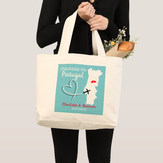 Welcome To Portugal Destination Wedding Large Tote Bag (Front (Product))