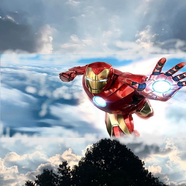 WELCOME TO POTOMAC SR. HIGH SCHOOL-CLASS OF "1973" SQUARE STICKER (Have no fear!  Iron Man is Here!)