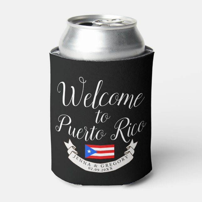 Welcome to Puerto Rico| Destination Wedding Favour Can Cooler (Can Front)