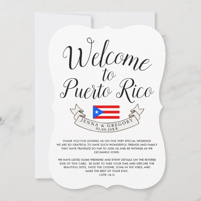 Welcome to Puerto Rico| Destination Wedding Favour Invitation (Front)