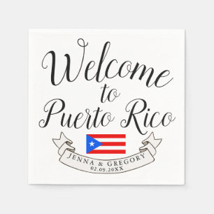 Welcome to Puerto Rico  Destination Wedding Favour Napkin