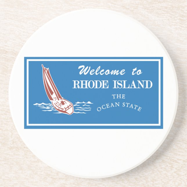 Welcome to Rhode Island - USA Road Sign Coaster (Front)