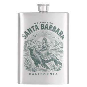 Welcome To Santa Barbara California Coast Hip Flask