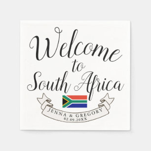 Welcome to South Africa   Destination Wedding Napkin