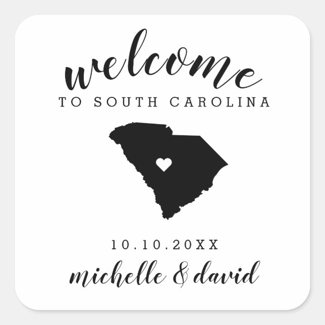Welcome to South Carolina | Wedding custom favour Square Sticker (Front)