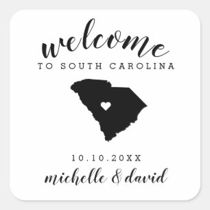 Welcome to South Carolina   Wedding custom favour Square Sticker