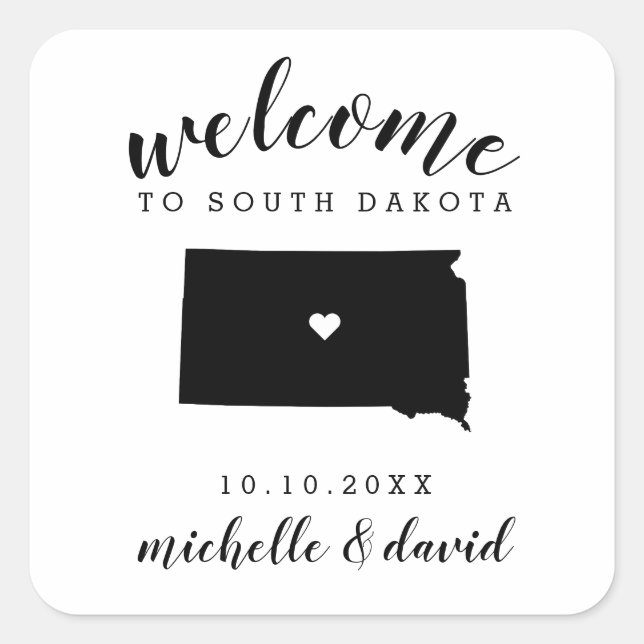 Welcome to South Dakota | Wedding custom favour Square Sticker (Front)