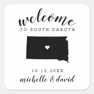 Welcome to South Dakota   Wedding custom favour Square Sticker