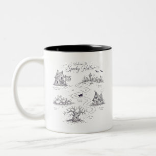 Welcome to Spooky Hollow Halloween Map Two-Tone Coffee Mug
