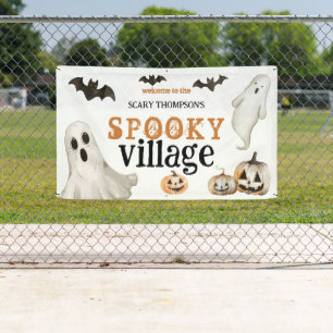 Welcome to Spooky Village Ghosts Name Halloween Banner