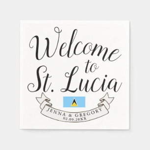 Welcome to St. Lucia   Destination Wedding Favour Napkin