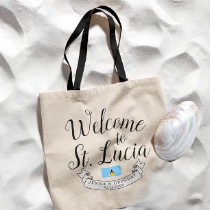 Welcome to St. Lucia   Destination Wedding Favour Tote Bag