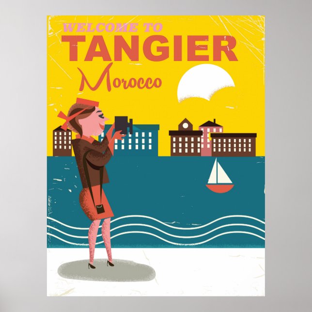 Welcome to Tangier Morocco vintage travel poster (Front)