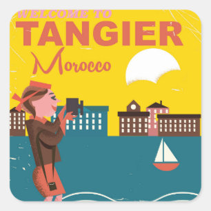 Welcome to Tangier Morocco vintage travel poster Square Sticker