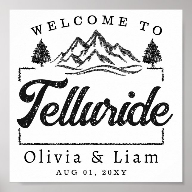 Welcome To Telluride Colorado Wedding Minimalist Poster (Front)