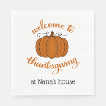 Welcome to Thanksgiving personalised napkins