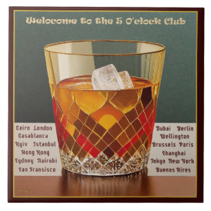 Welcome to the 5 O'clock Club Mid Century Design Tile