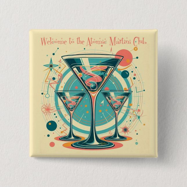 Welcome To The Atomic Martini Club Triple Play 15 Cm Square Badge (Front)