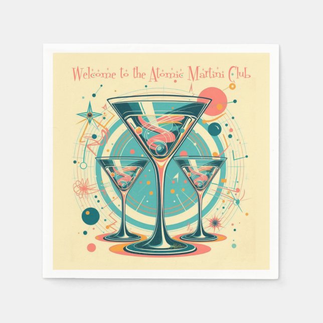 Welcome To The Atomic Martini Club Triple Play Napkin (Front)