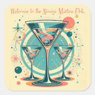 Welcome To The Atomic Martini Club Triple Play Square Sticker