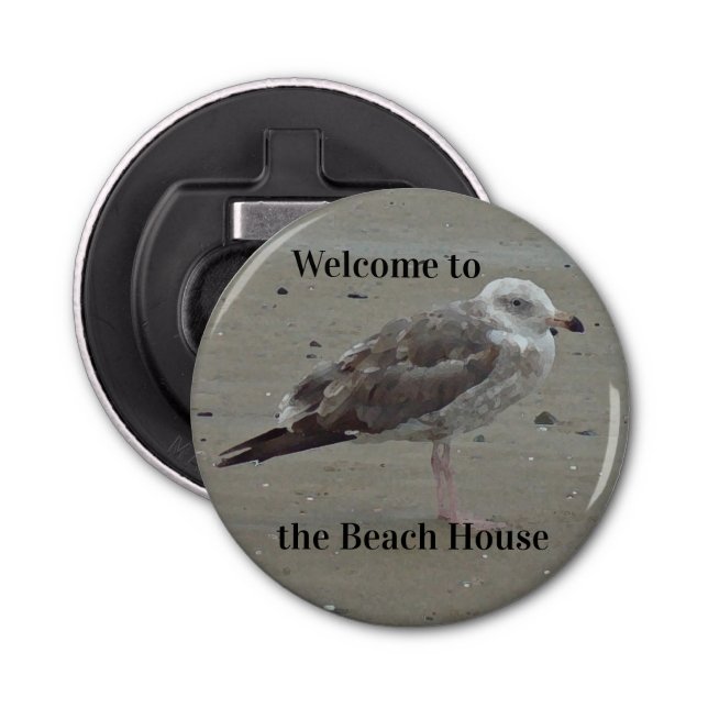 Welcome to the Beach House Seagull Photo Ocean Bottle Opener (Front)
