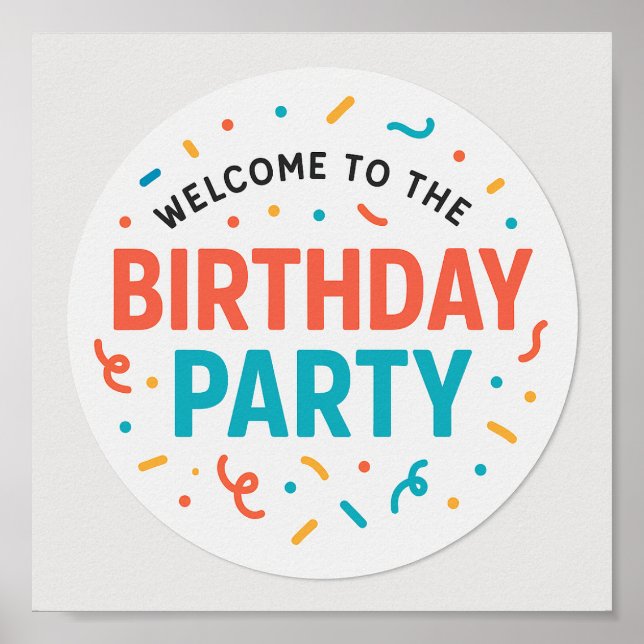 Welcome to the Birthday Party – Colourful Confetti Poster (Front)