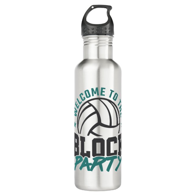 Welcome to the Block Party Volleyball Middle Block 710 Ml Water Bottle (Front)