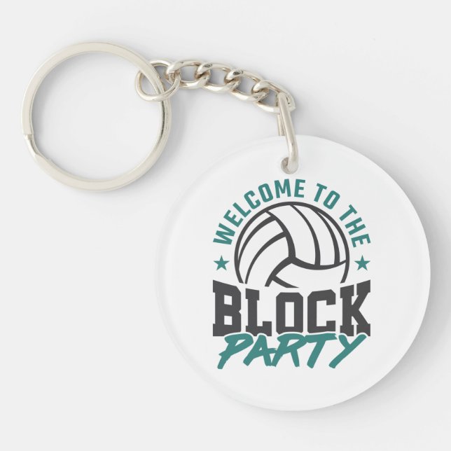 Welcome to the Block Party Volleyball Middle Block Key Ring (Front)