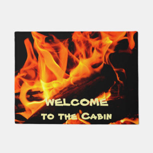 Welcome to the Cabin Log Fire Doormat