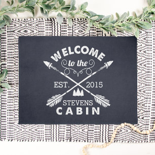 Welcome to the Cabin Personalized Doormat   Navy